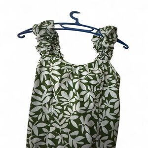 Abercrombie & Fitch Olive Green and White Floral Blouse